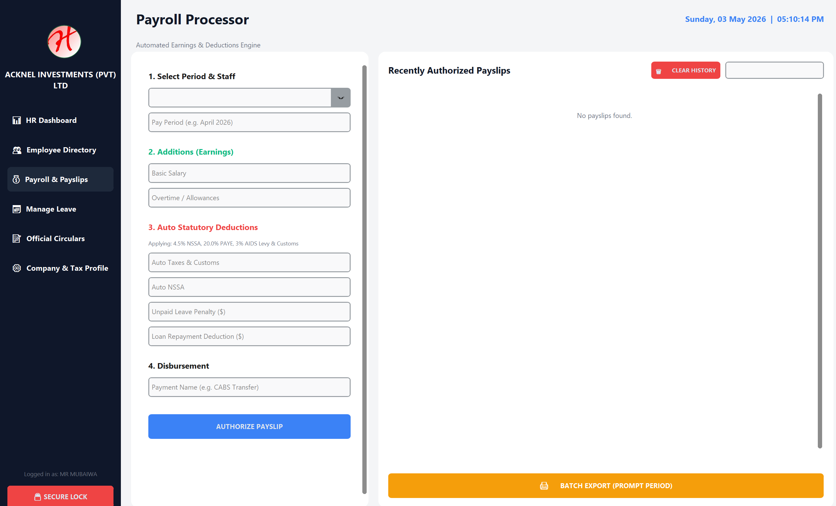 Payroll System Interface